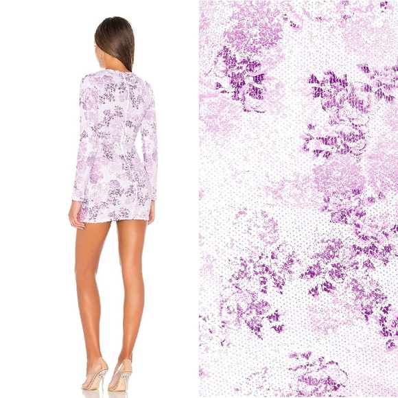 NWT h:ours x REVOLVE | Julinha Floral Sequin Spring Dress in Lavender | Size XS - Picture 2 of 8